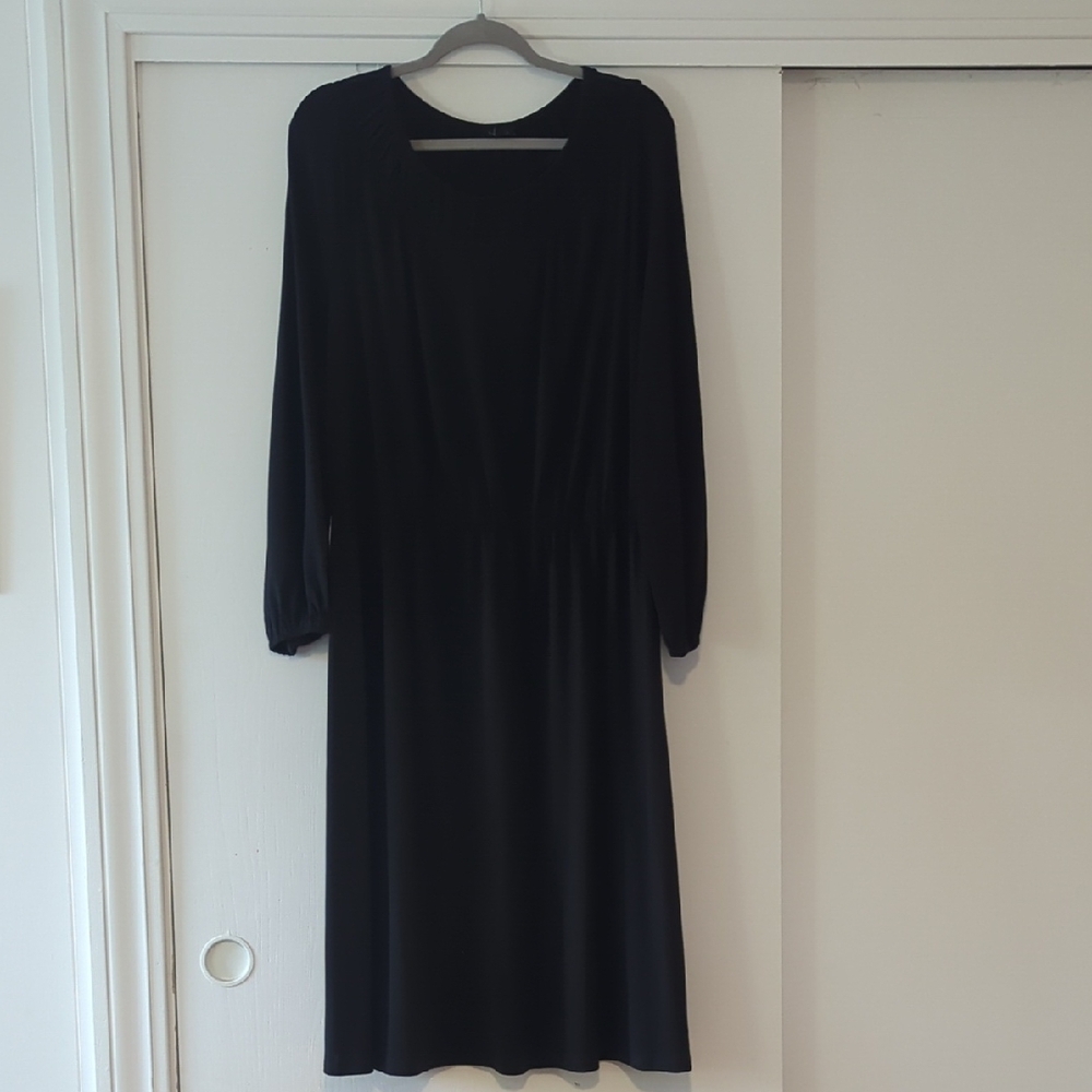 Black Sheath Dress with Bishop Sleeves for Work
